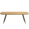Table basse bords arrondis pin et métal vert 100 cm BAGAN