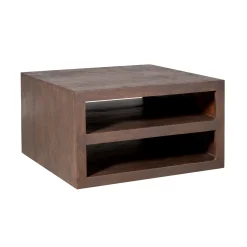 Table basse carrée bois foncé avec rangement MONTARO