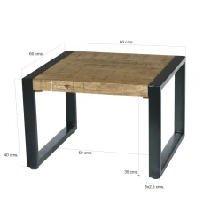 Table basse carrée bois métal 60 cm KARGO