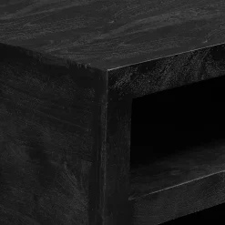 Table basse carrée bois noir avec rangement MONTARO