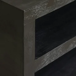 Table basse carrée bois noir avec rangement MONTARO