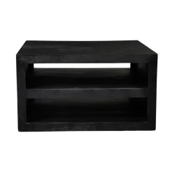 Table basse carrée bois noir avec rangement MONTARO