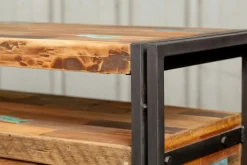 Table basse carrée bois recyclé double plateaux 80x80 CARAVELLE