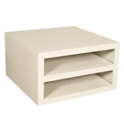 Table basse carrée bois sable avec rangement MONTARO