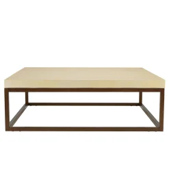 Table basse carrée 120 cm métal et béton beige BRASILIA