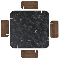 Table basse carrée décor marbré noir et noyer MARFA