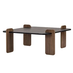 Table basse carrée décor marbré noir et noyer MARFA