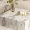 Table basse carrée design effet marbre blanc MARFA