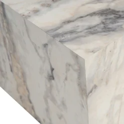 Table basse carrée design effet marbre blanc MARFA