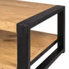 Table basse carrée double plateau bois clair métal noir MILORA
