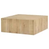 Table basse carrée effet bois clair roulettes invisibles MARFA