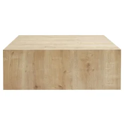 Table basse carrée effet bois clair roulettes invisibles MARFA
