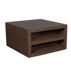 Table basse carrée effet noyer avec rangement MONTARO