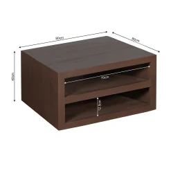 Table basse carrée effet noyer avec rangement MONTARO