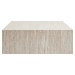 Table basse carrée effet travertin roulettes invisibles MARFA