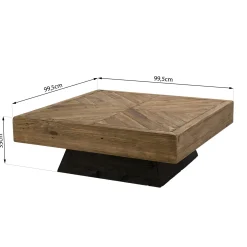 Table basse carrée en bois de pin recyclé DENVER