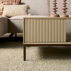 Table basse carrée en bois sable 2 tiroirs CORTINA