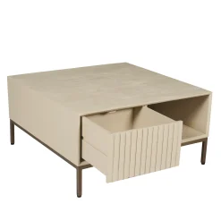 Table basse carrée en bois sable 2 tiroirs CORTINA