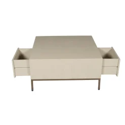 Table basse carrée en bois sable 2 tiroirs CORTINA