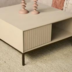 Table basse carrée en bois sable 2 tiroirs CORTINA