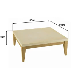 Table basse carrée en béton et chêne 80 cm BRASILIA