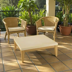 Table basse carrée en béton et chêne 80 cm BRASILIA