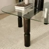 Table basse carrée en verre - pieds bois sculpté BOMA