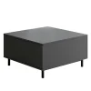 Table basse carrée gris foncé avec coffre de rangement AURA