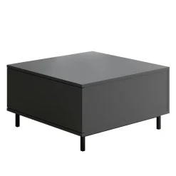 Table basse carrée gris foncé avec coffre de rangement AURA