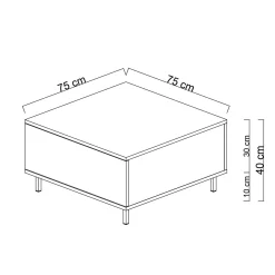 Table basse carrée gris foncé avec coffre de rangement AURA