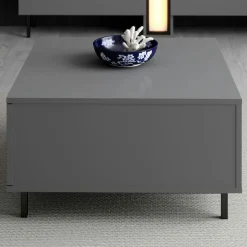 Table basse carrée gris foncé avec coffre de rangement AURA
