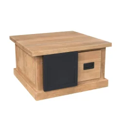 Table basse carrée industrielle moderne avec rangements CEYLAN