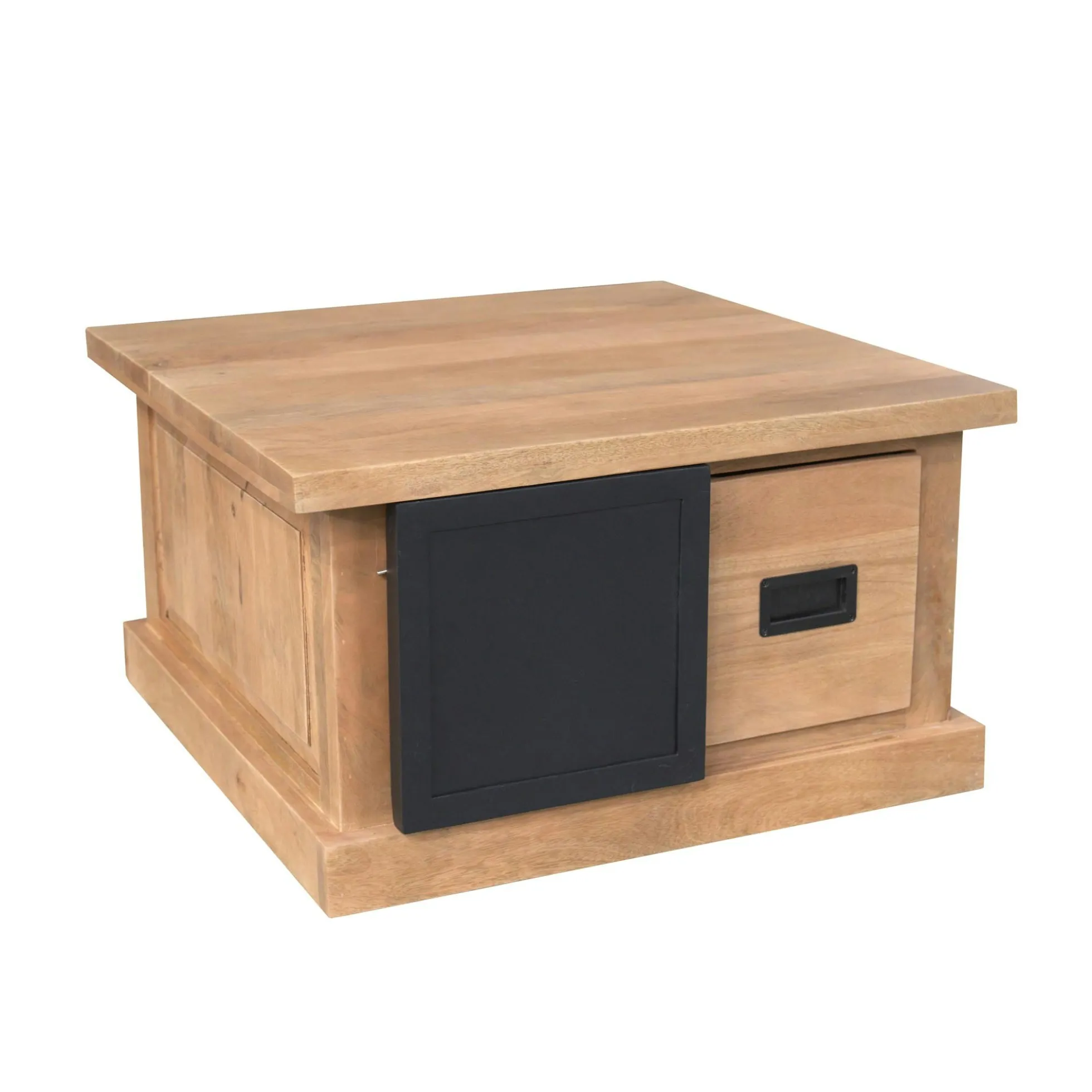 Table basse carrée industrielle moderne avec rangements CEYLAN
