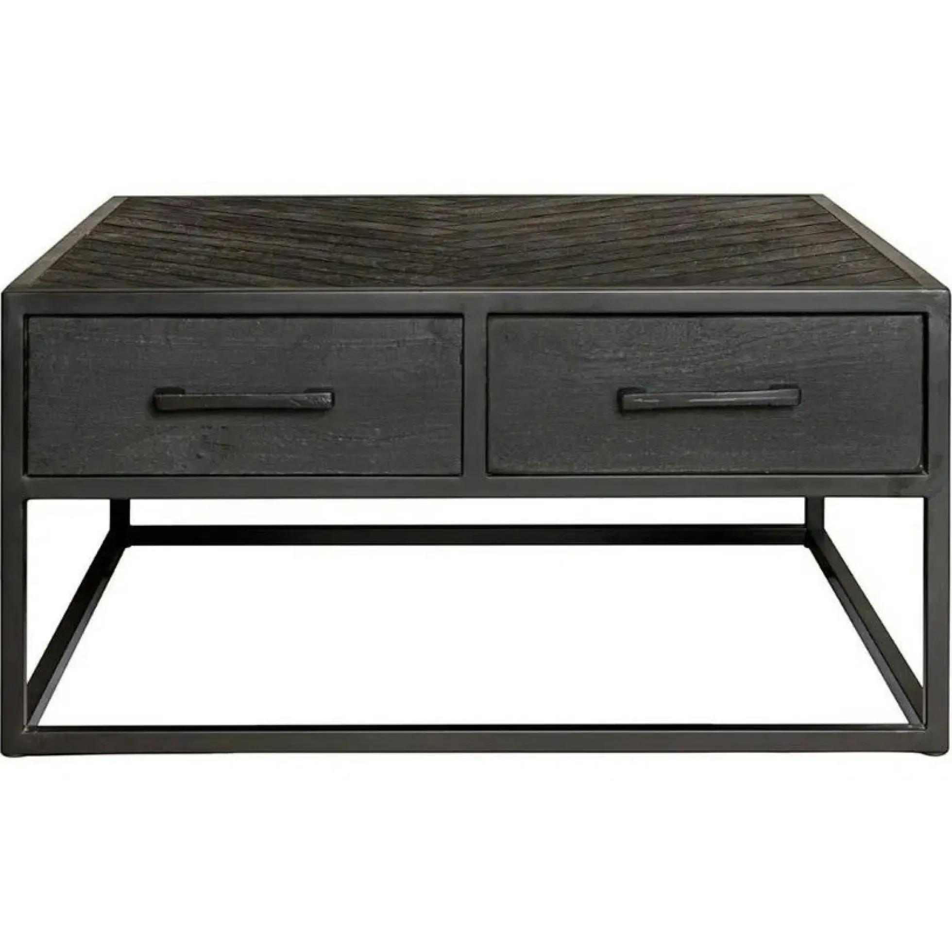 Table basse carrée noire en bois avec rangement ALVERA