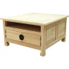 Table basse carrée 4 portes hévéa 80x80x45cm MAORI