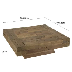Table basse carrée poutre en teck massif MATT