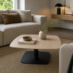 Table basse carrée relevable céramique effet chêne LUGANO