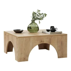 Table basse carrée structure effet bois à arches SALTA