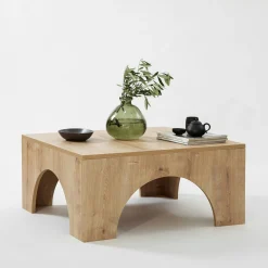 Table basse carrée structure effet bois à arches SALTA