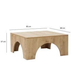 Table basse carrée structure effet bois à arches SALTA