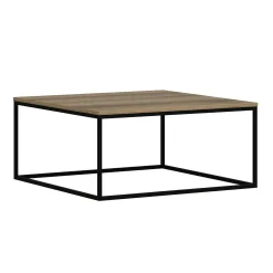 Table basse carrée style minimaliste effet noyer JENA