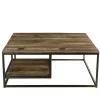 Table basse carrée teck recyclé tablettes SWING