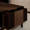 Table basse carrée vintage 2 tiroirs rainurés CORTINA