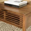 Table basse carrée 70x70 cm bois exotique 2 tiroirs opposés KANHA