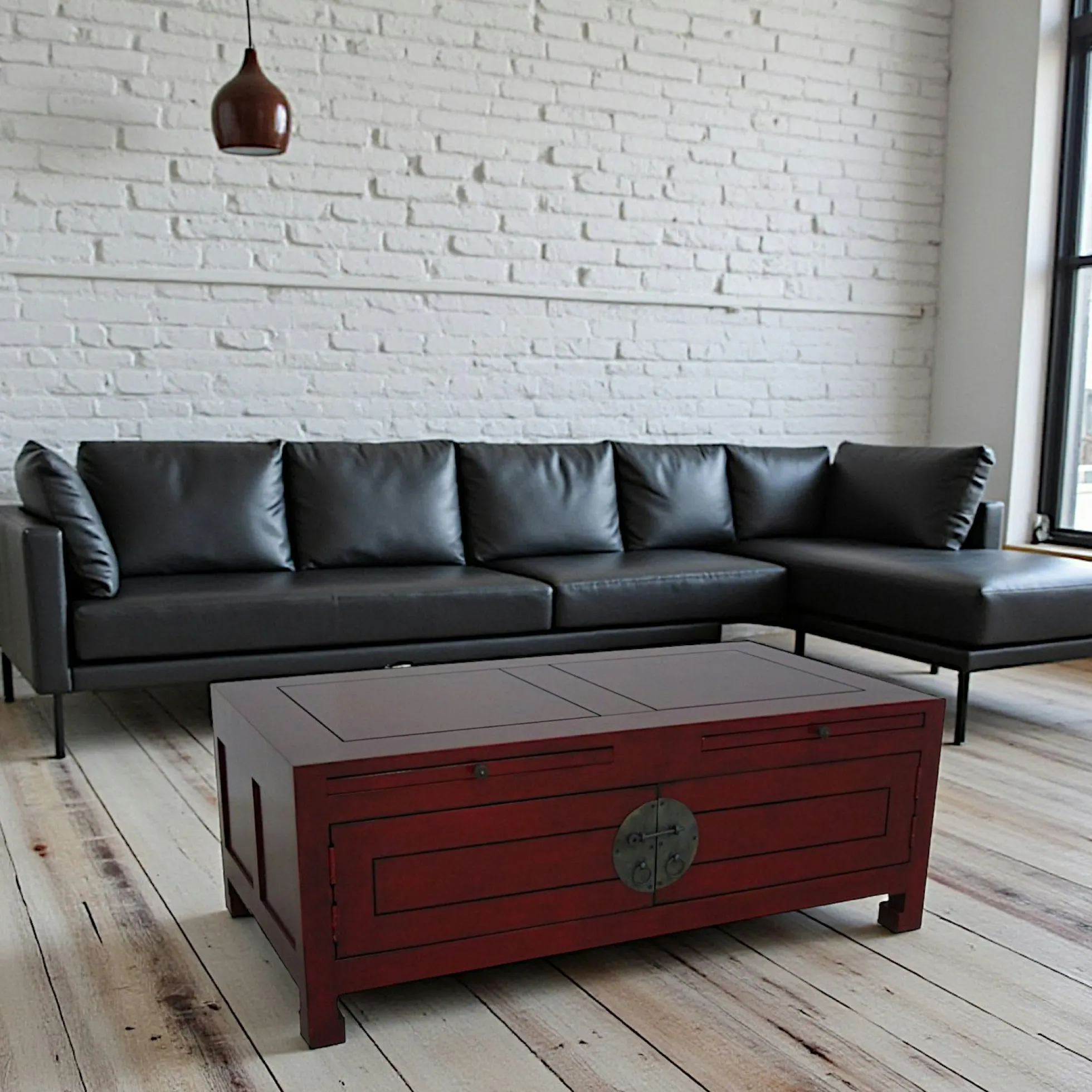 Table basse chinoise rectangle hévéa 110x60cm MAORI