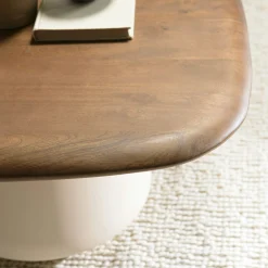 Table basse 70 cm en manguier pied ivoire TOSCA