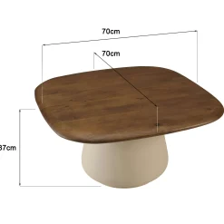 Table basse 70 cm en manguier pied ivoire TOSCA