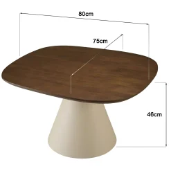 Table basse 80 cm en manguier pied métal TOSCA