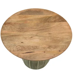 Table basse 60 cm plateau en manguier pied en émail vert TOSCA