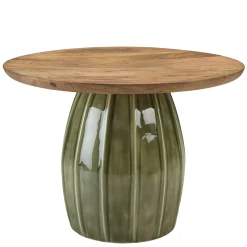 Table basse 60 cm plateau en manguier pied en émail vert TOSCA